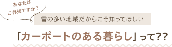 雪の多い地域だからこそ知ってほしい「カーポートのある暮らし」って??